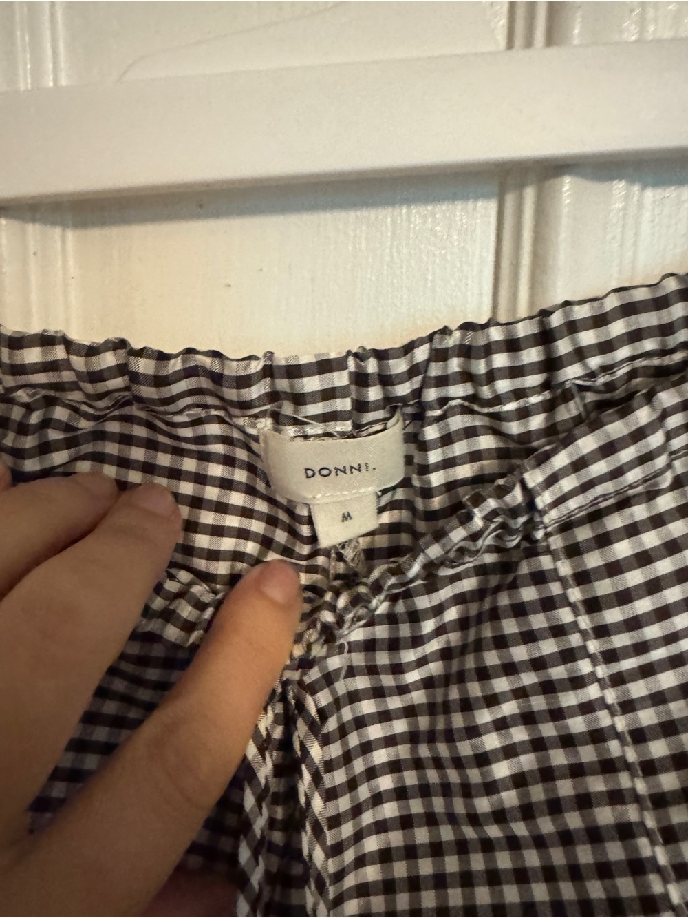 Donni Silk Taffeta Cargo Pant- Espresso Gingham - Picture 3 of 3